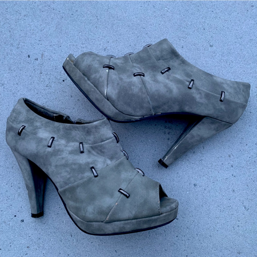 Studded Peep Toe Booties - Size 6